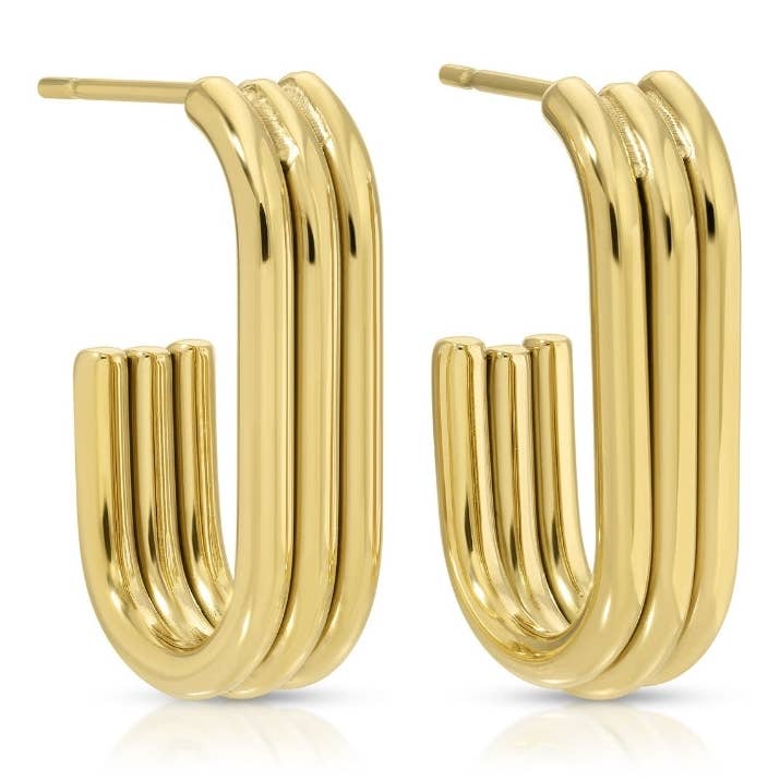 Splendid Iris Contemporary Elongated Hoops, Water-Resistant