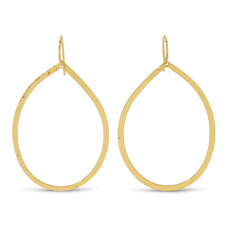 Splendid Iris Large Lightly Hammered Open Teardrop Earrings