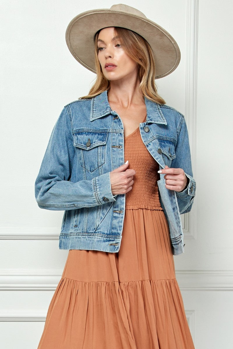 NYLAND Vayda Cropped Denim Jacket Med Denim / L