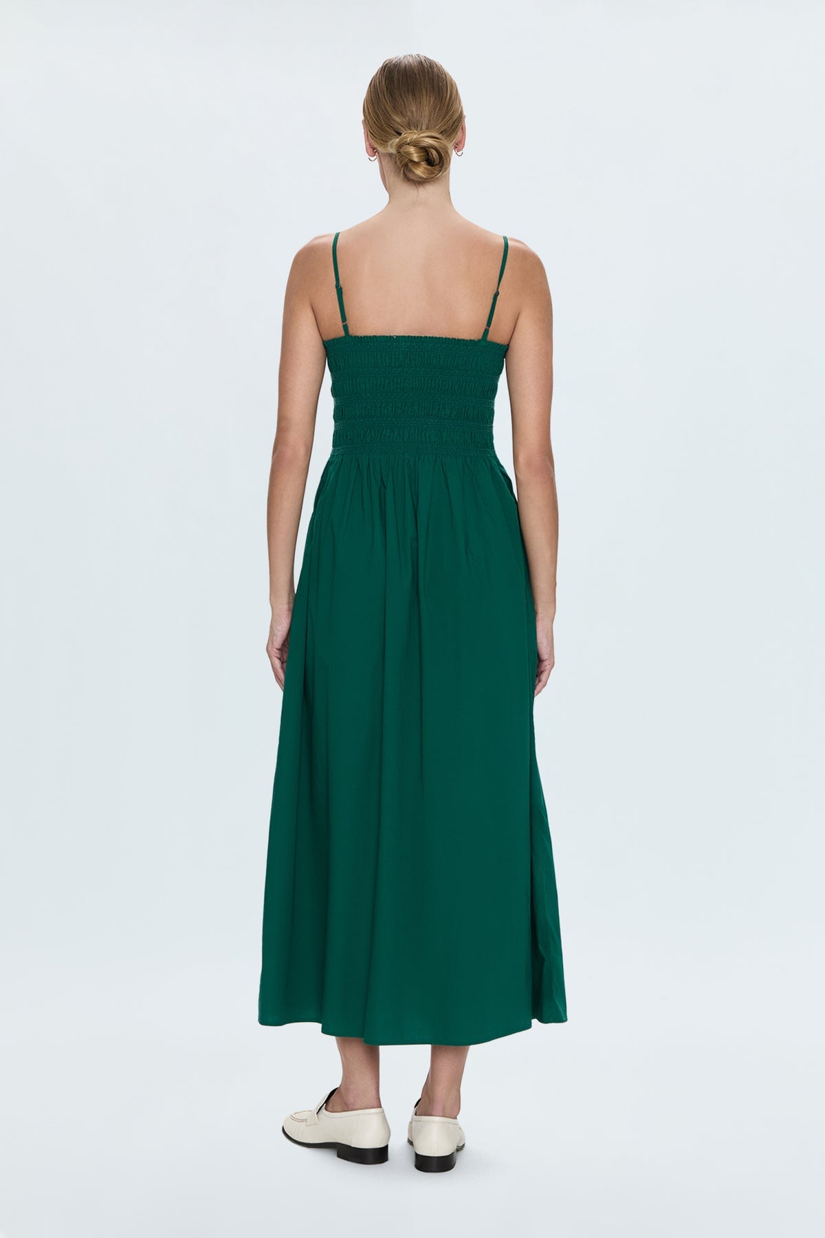 Pistola Bianca Shirred Bodice Dress - Sage Egret Stripe Pistola Bianca Shirred Bodice Dress - Sage Egret Stripe