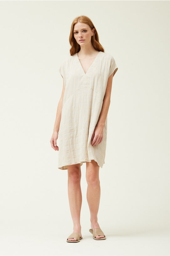 NYLAND Rowyn Gauze Gingham Relaxed Dress Natural
