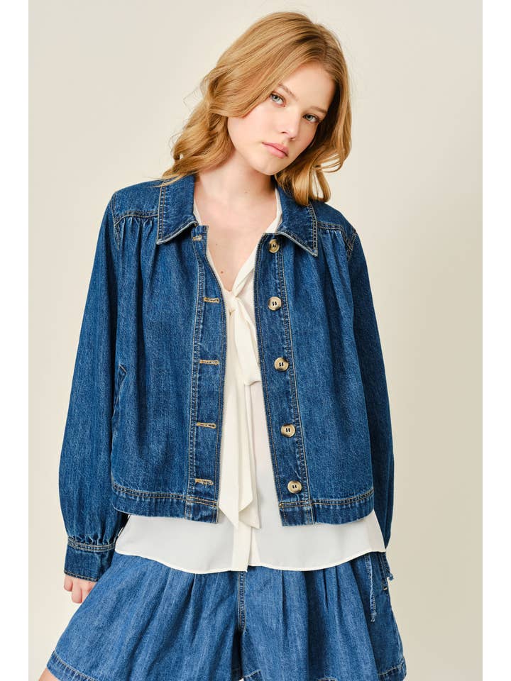 NYLAND Jacinda Flared Collar Denim Jacket