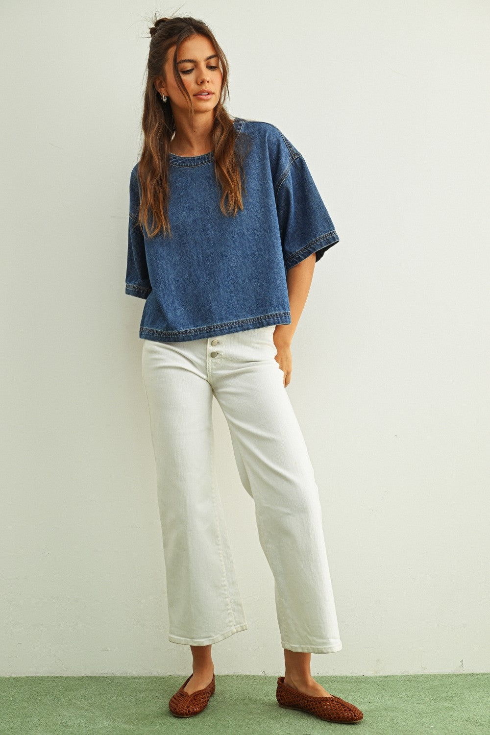 NYLAND Brynlee Round Neck SS Denim Top
