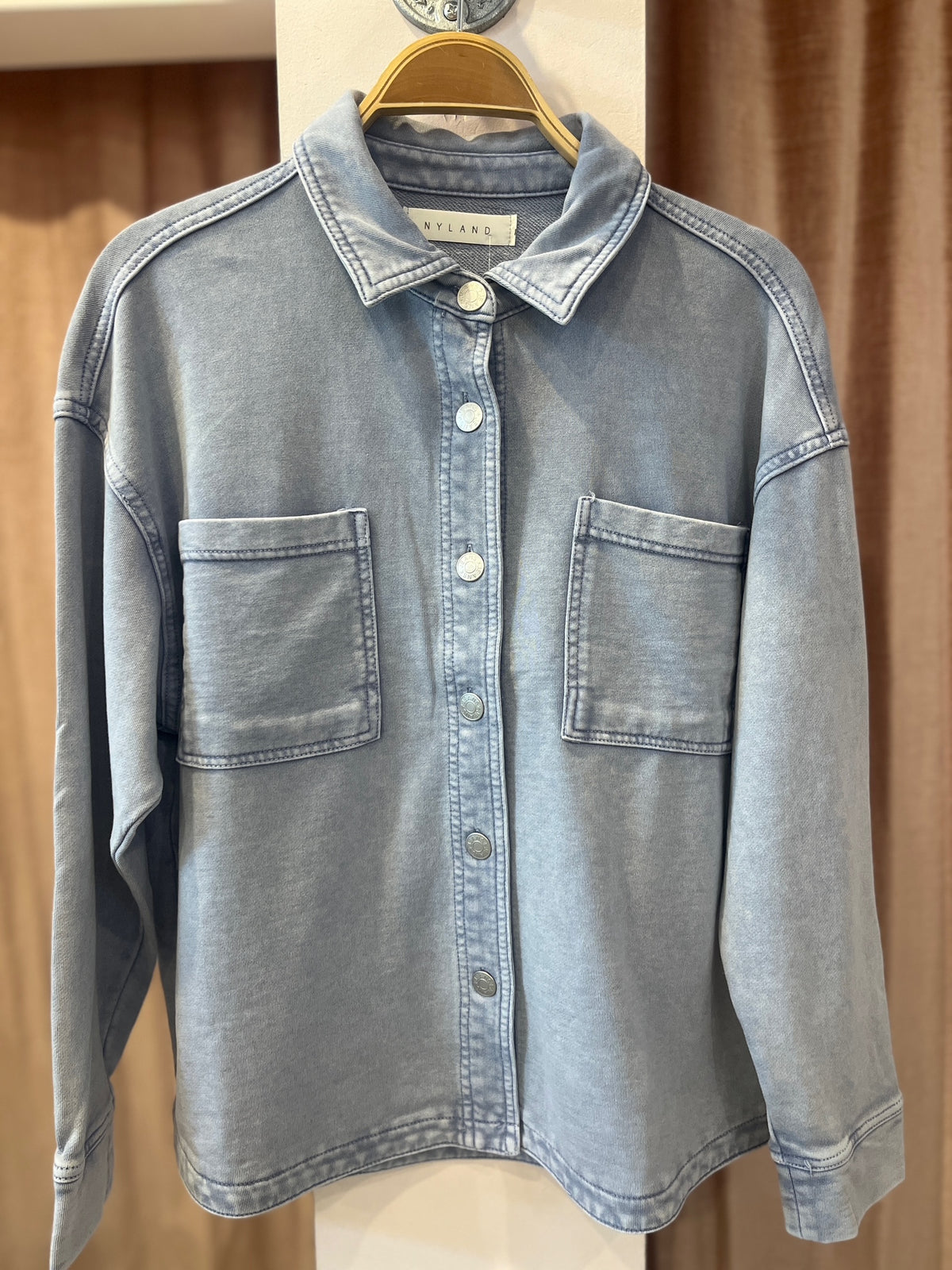 NYLAND Gertie Garment-dye Knit Denim Crop Shacket