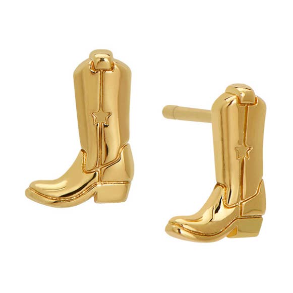 The Land of Salt Cowgirl Boot Stud Earrings gold
