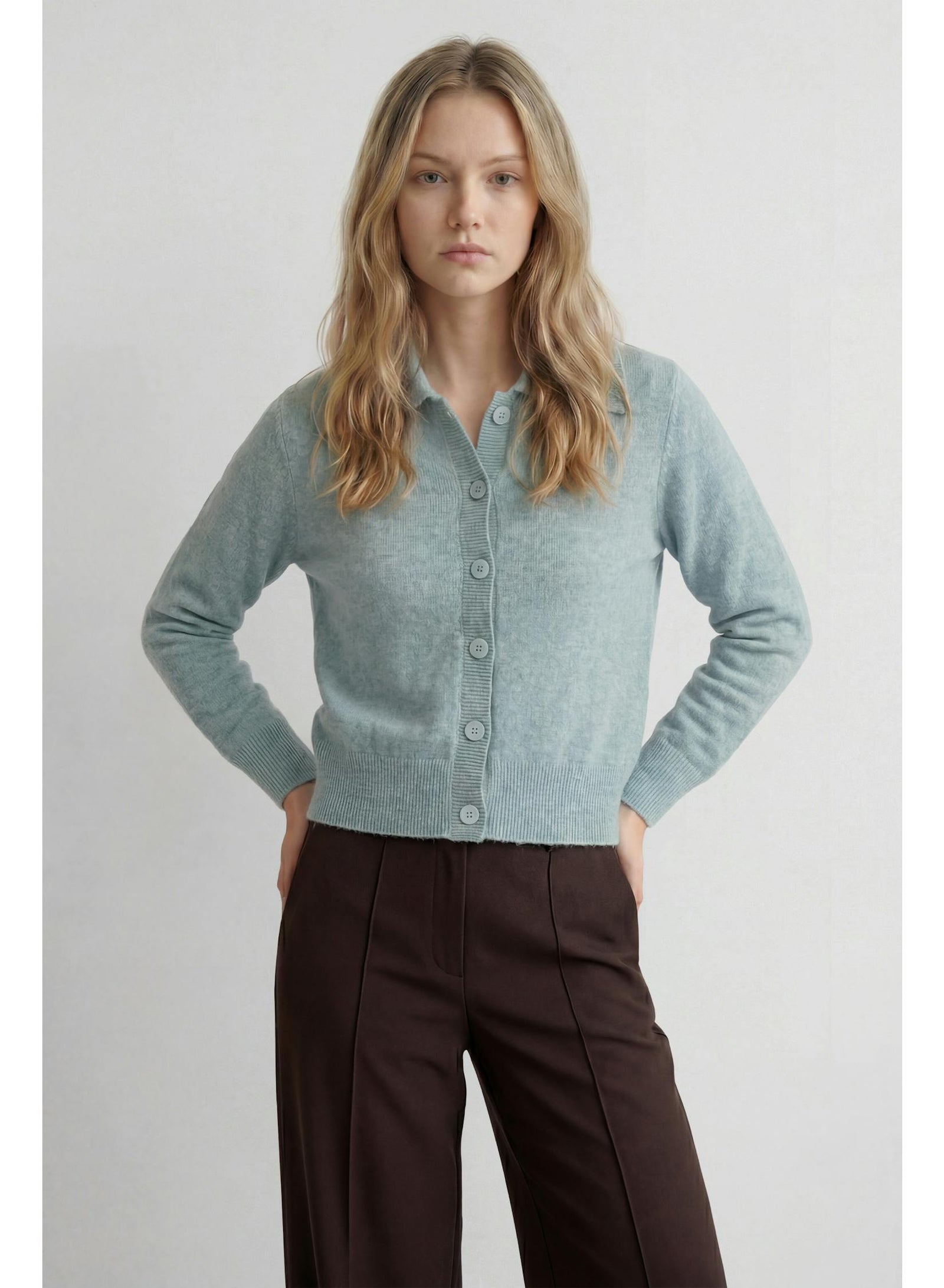 DELUC Supertramp Polo Cardigan Light Blue