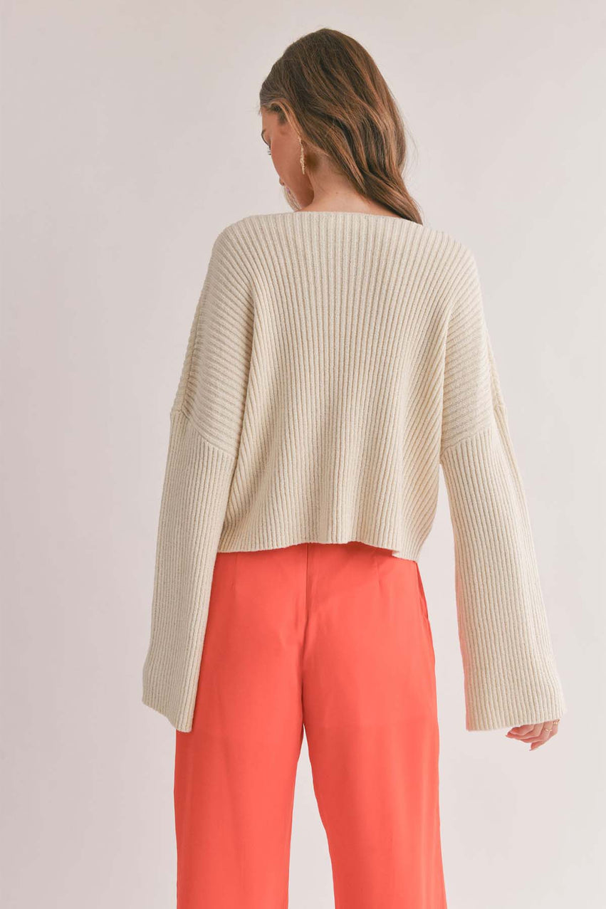 SAGE THE LABEL Julia V-Neck Sweater Ivory