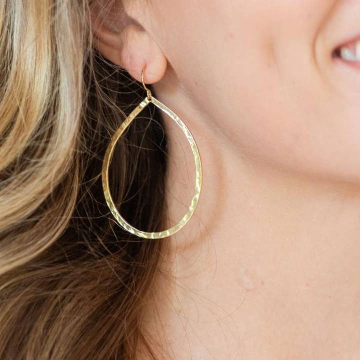 Splendid Iris Lightly Hammered Open Teardrop Earrings