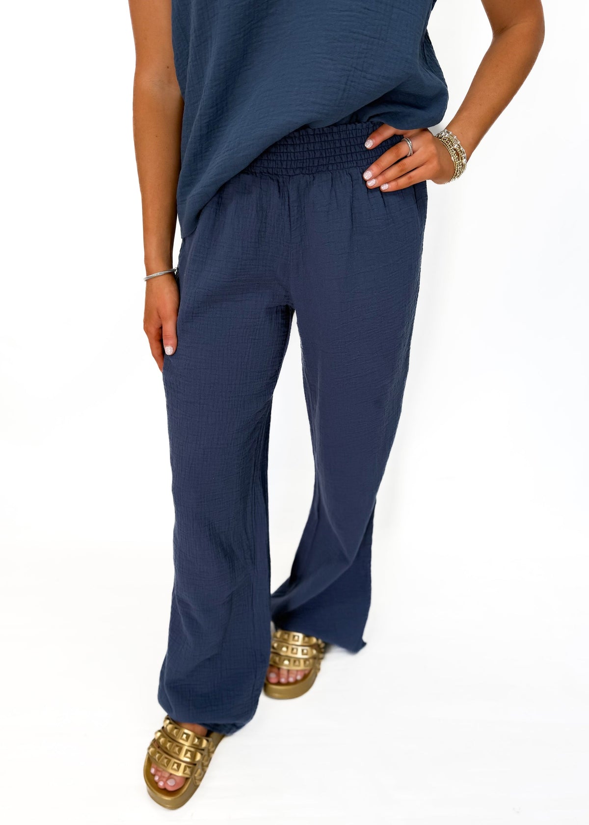 Bobi Smocked Waist Wide Leg Pant