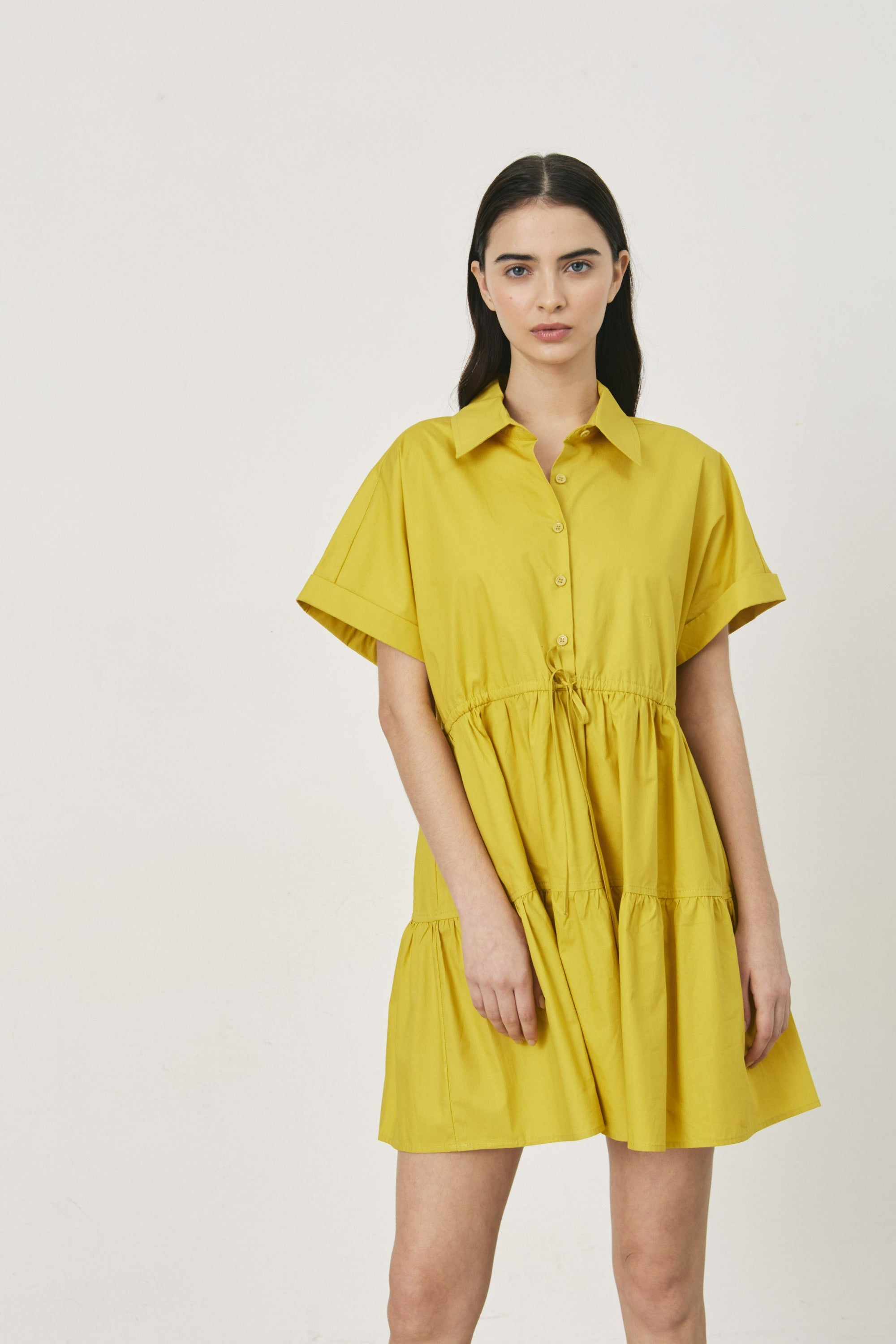 DELUC Tilda Shirt Mini Dress Mustard
