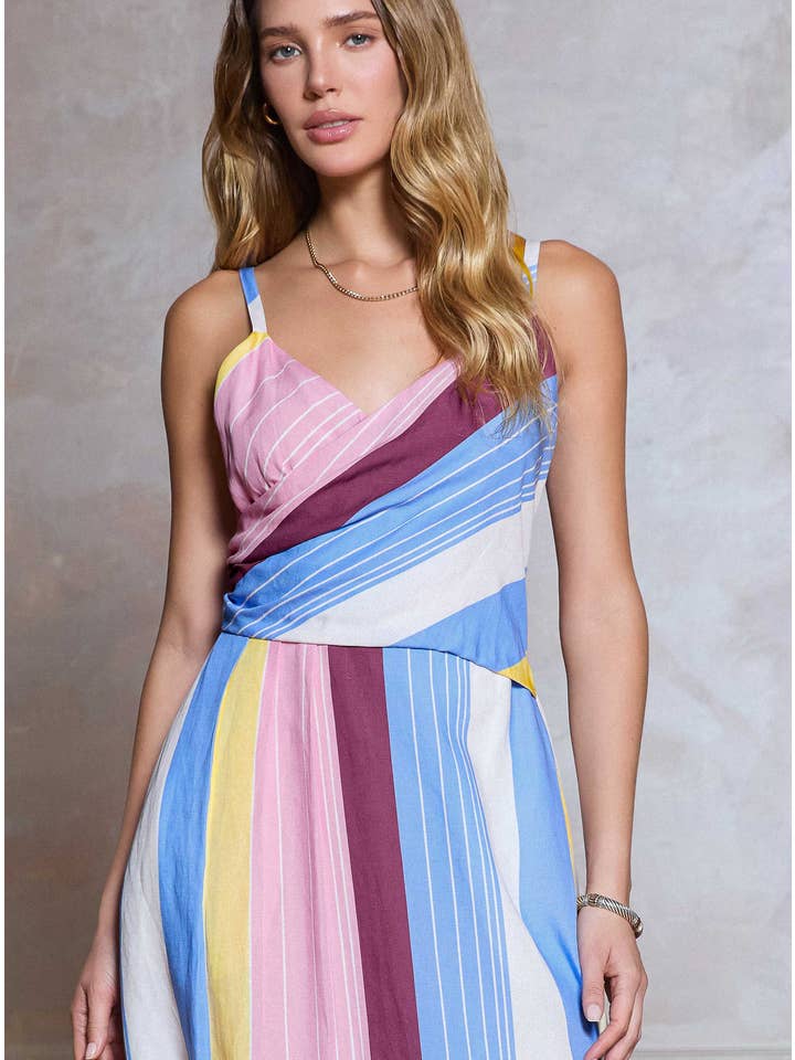 NYLAND Dashley Striped Sleeveless A-line Midi Dress
