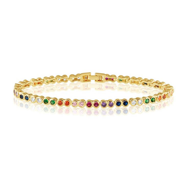 SAHIRA Rainbow Bezel Tennis Bracelet 7"