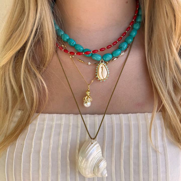 Jessica Matrasko Calypso Octopus and Pearl Pendant Necklace