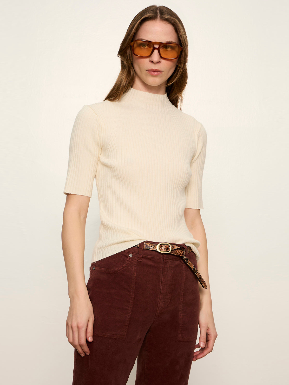 Sanctuary High Neck Ribbed Top