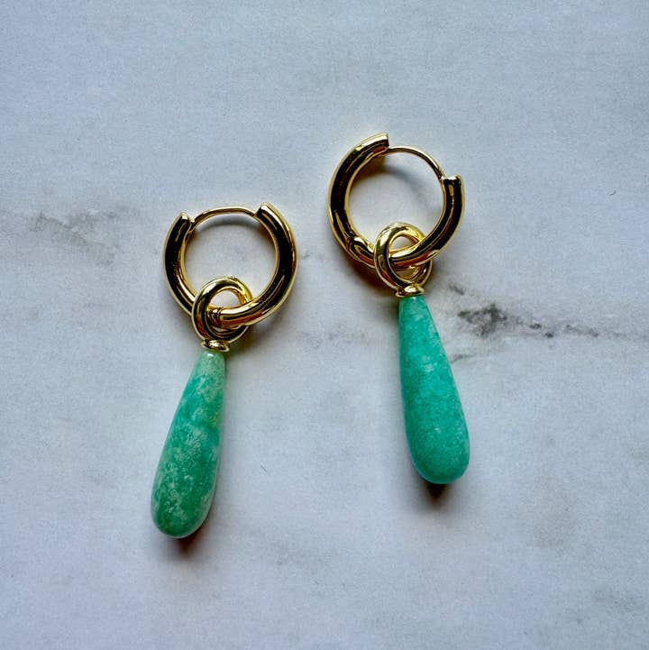 Jessica Matrasko Amara Gemstone Drop Huggie Amazonite