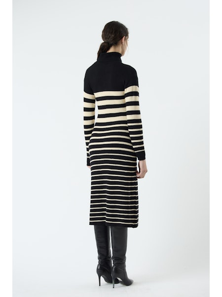 DELUC Davidia Knit Dress Black With Exru Stripes