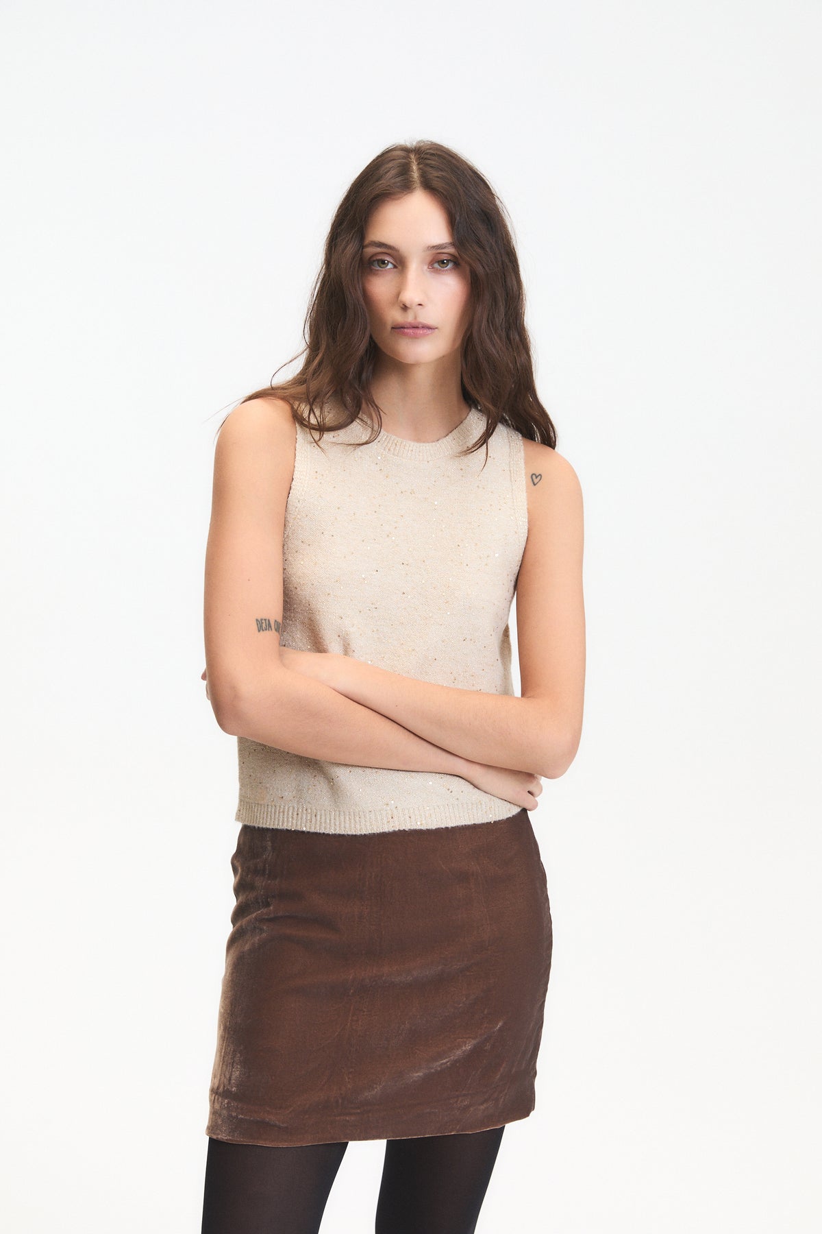 DELUC Angel Knit Top in Nude