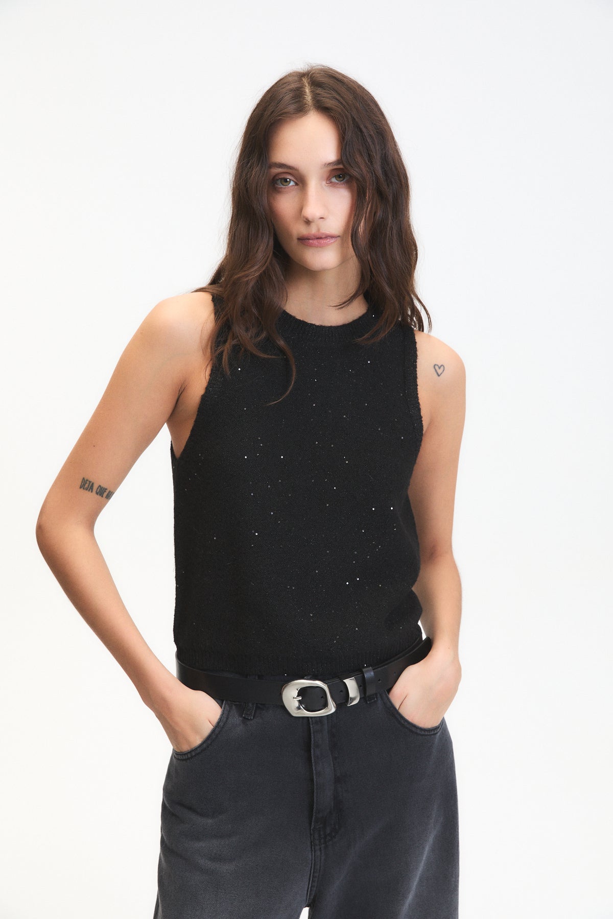 DELUC Angel Knit Top in Black