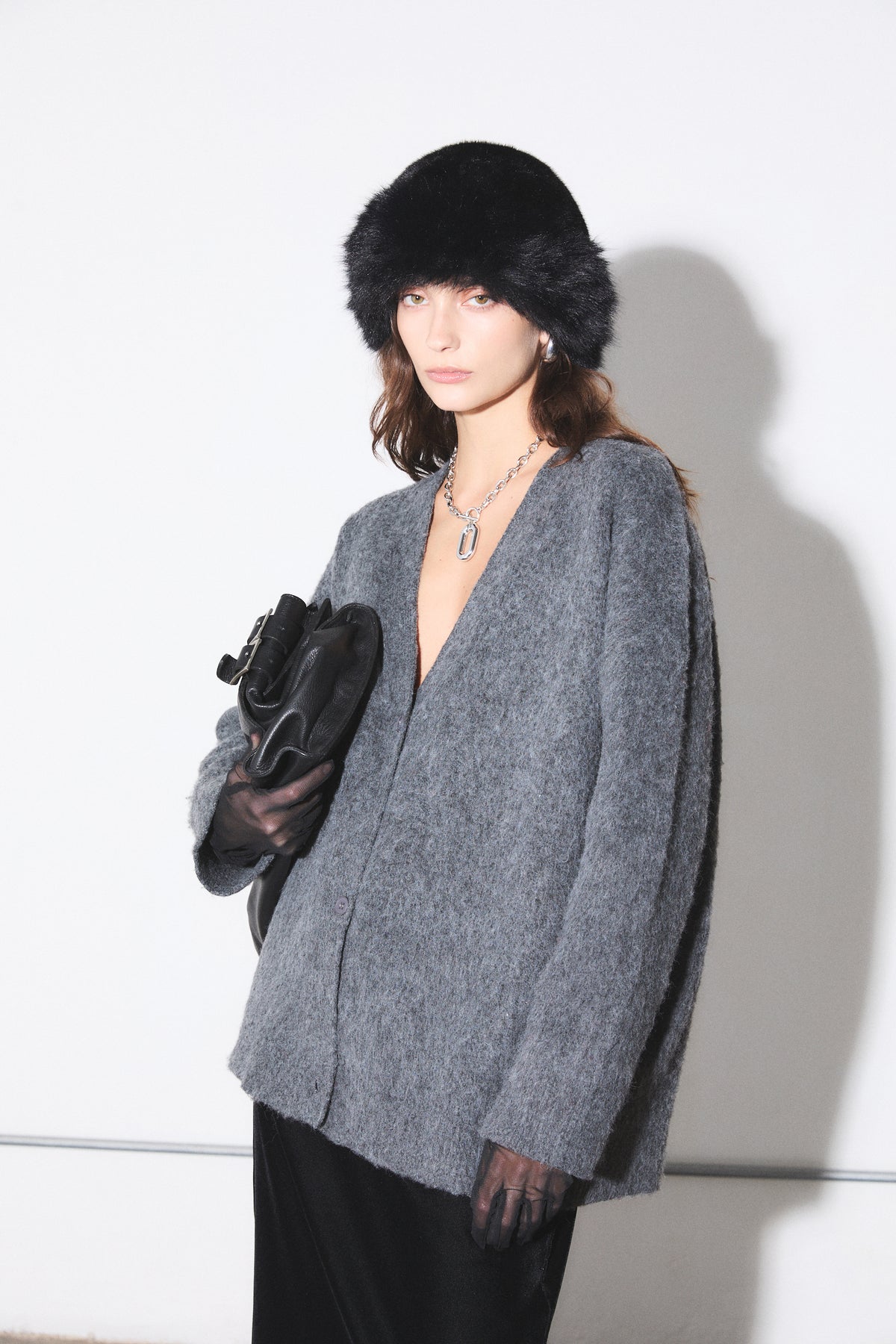 DELUC Easton Cardigan in Grey Melange
