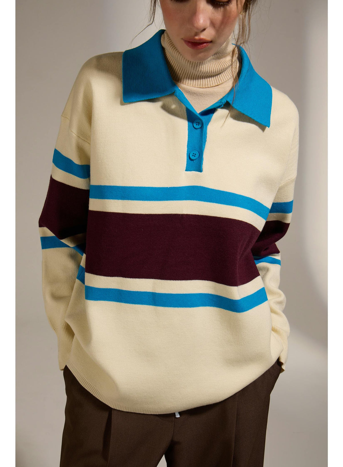 DELUC Radiohead Striped Polo Sweater