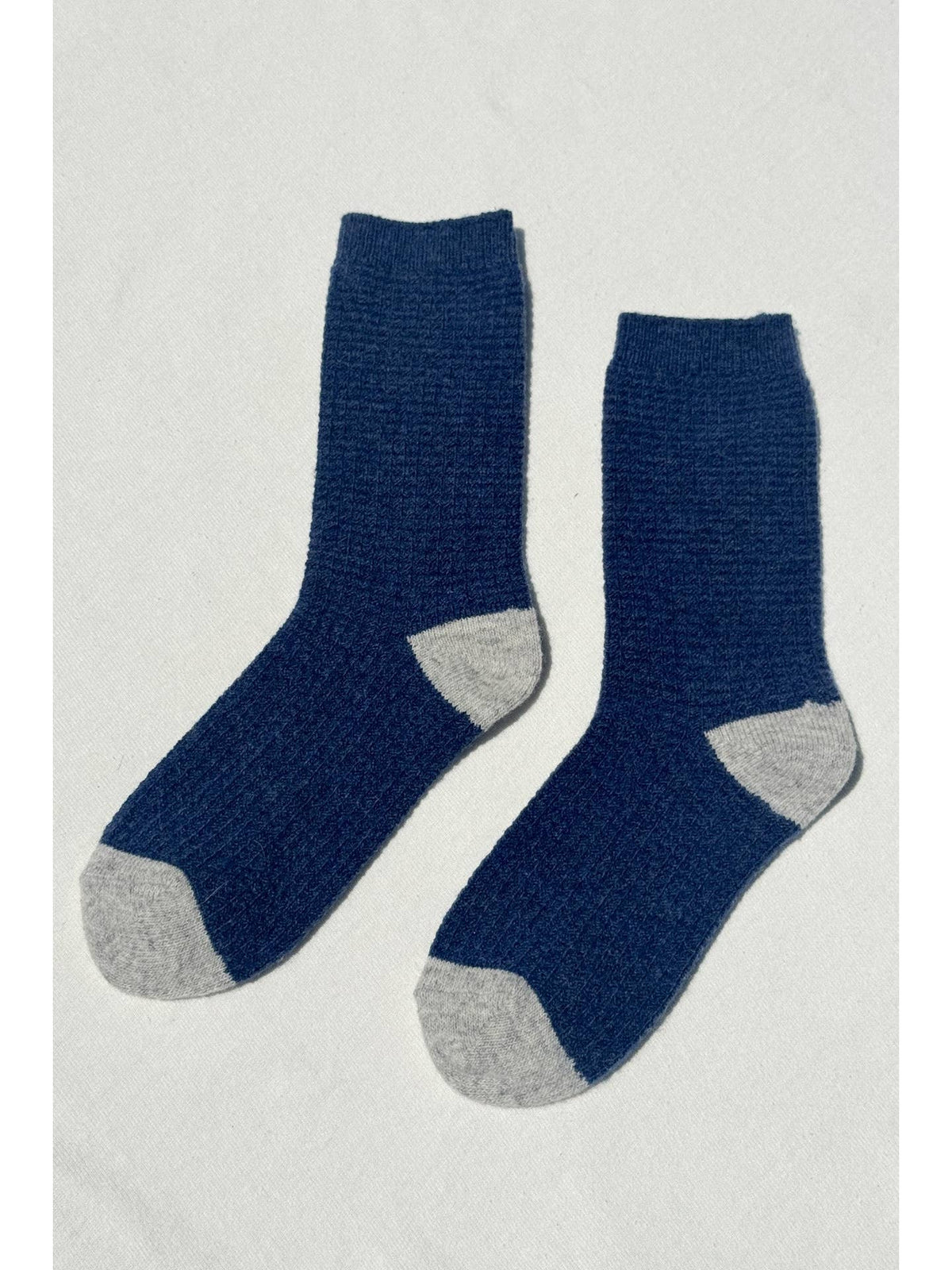 Le Bon Shoppe Wool Waffled Socks in Denim/Stone