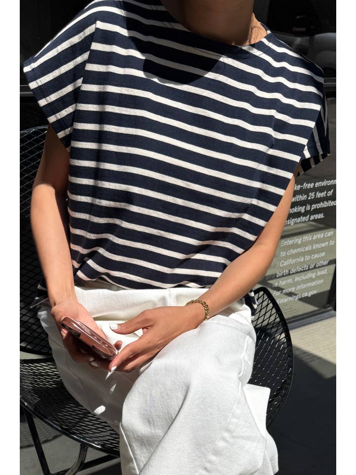 Le Bon Shoppe Manon Tee White Stripe on Navy