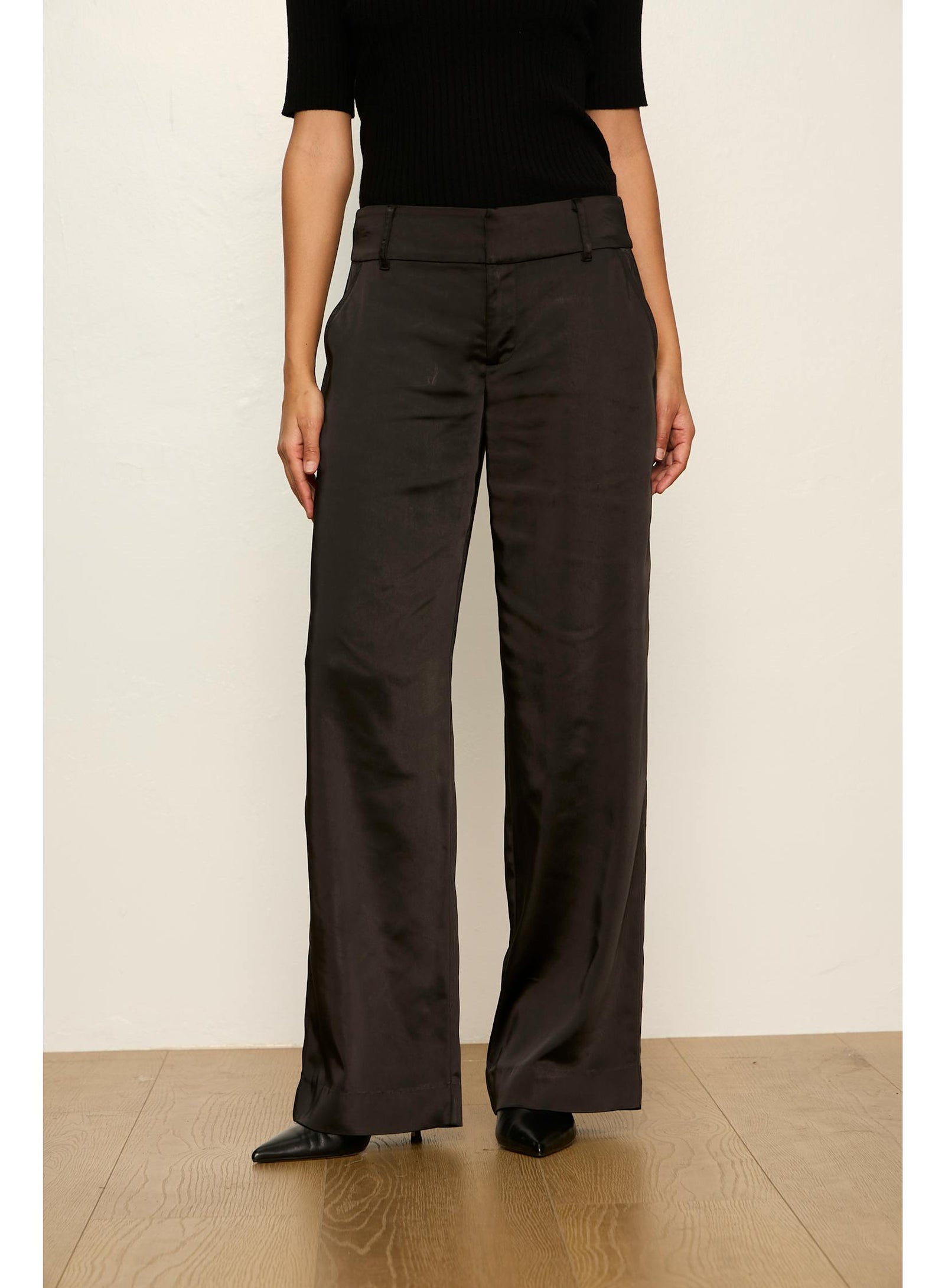 Sanctuary Spotlight Satin Trouser in Black