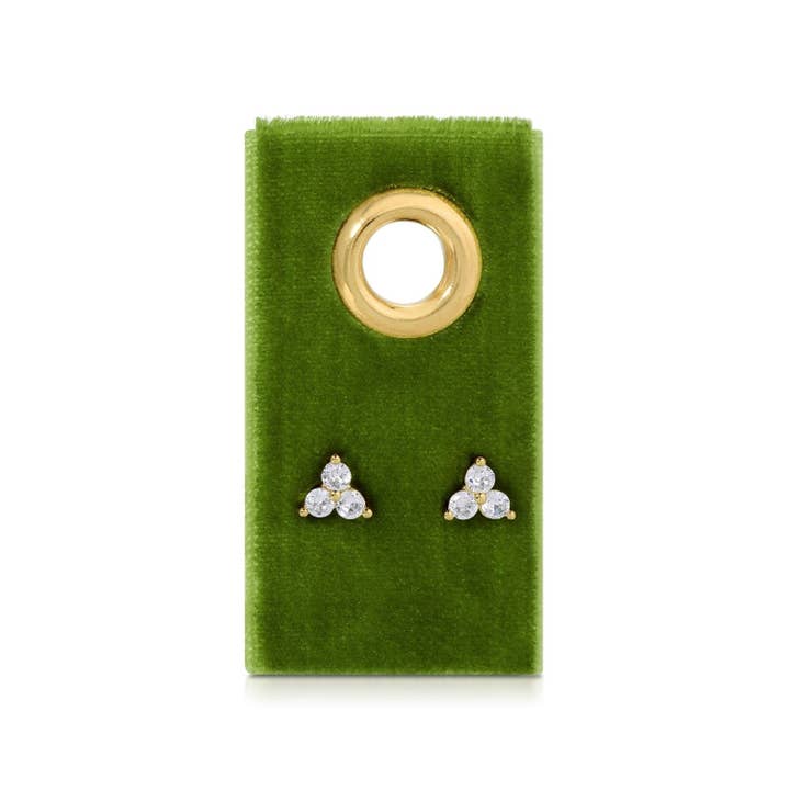 Splendid Iris Triple Cluster Studs On Velvet Tag Gold - .22"
