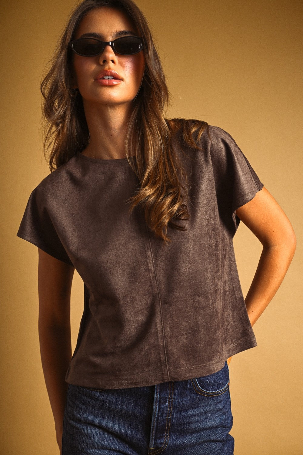 DEON Suede Crop Top Red Bean