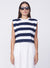 Stateside Navy Rugby Stripe Cropped Muscle Tee