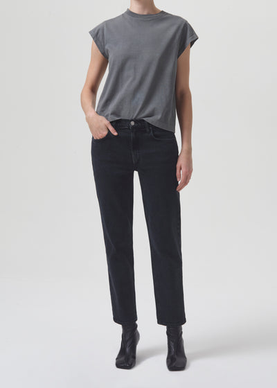 AGOLDE Kye Mid Rise Straight Crop in Pepper
