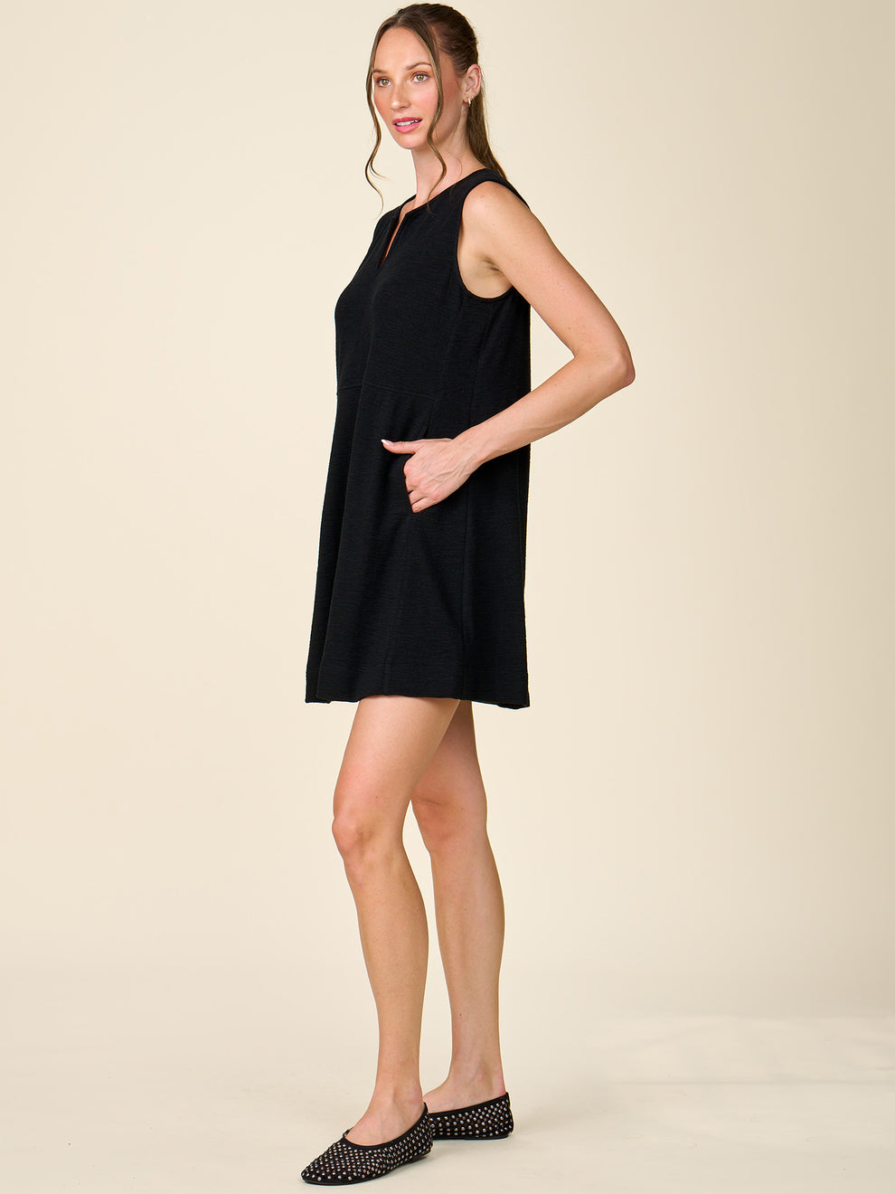 Anthem the Label Textured Knit Dress w/ Front Notch