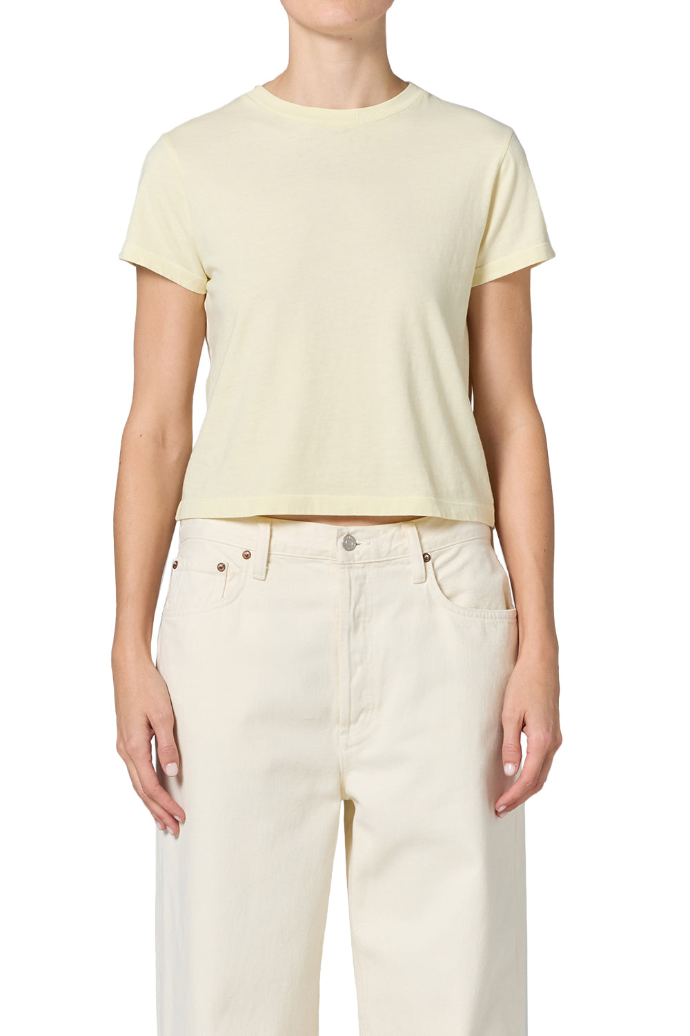 AGOLDE Adine Shrunken Tee Lemon Drop