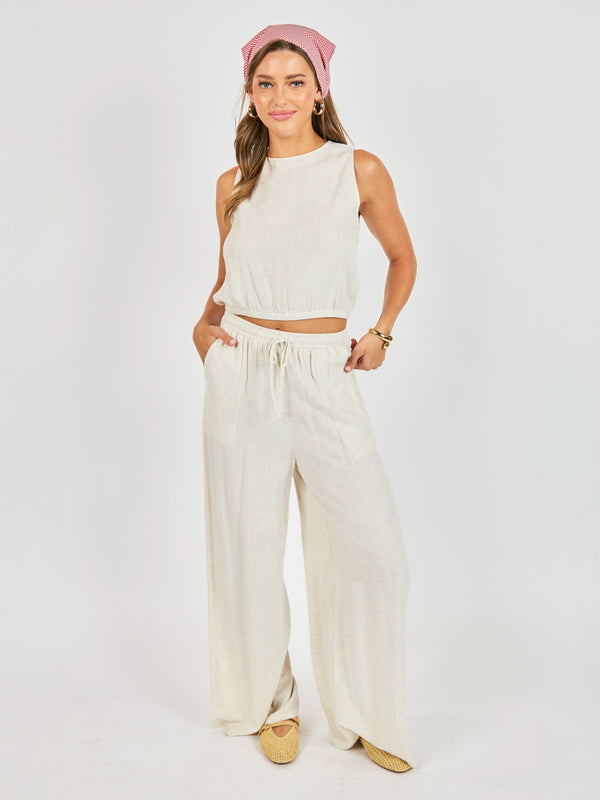 Sadie &amp; Sage Sugarloaf Elastic Waist Pants in Oatmeal