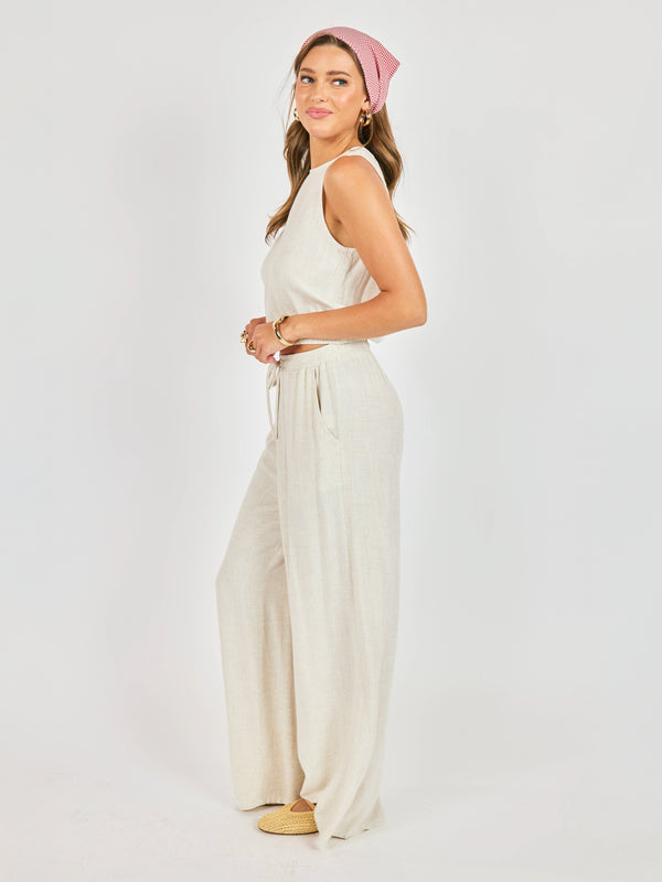 Sadie & Sage Sugarloaf Elastic Waist Pants in Oatmeal