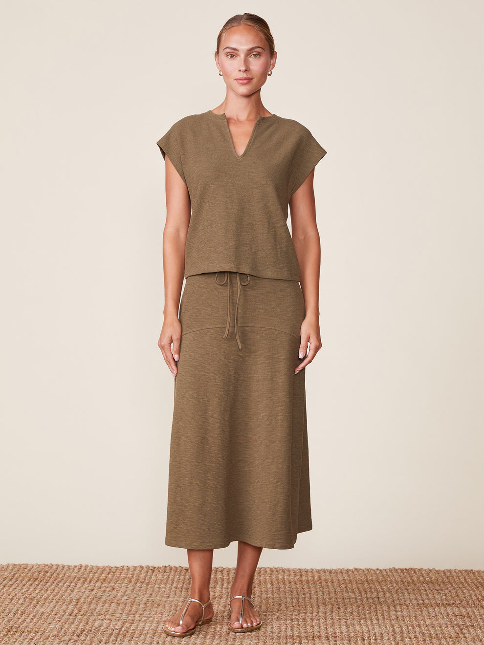 Anthem the Label Front Notch Textured Knit Top