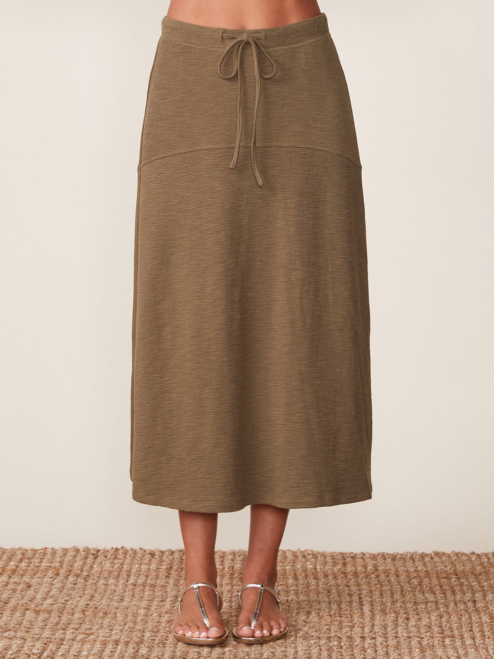 Anthem the Label Textured Knit Flare Midi Skirt