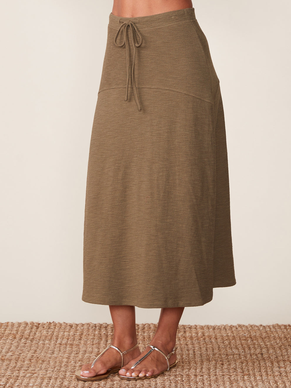 Anthem the Label Textured Knit Flare Midi Skirt