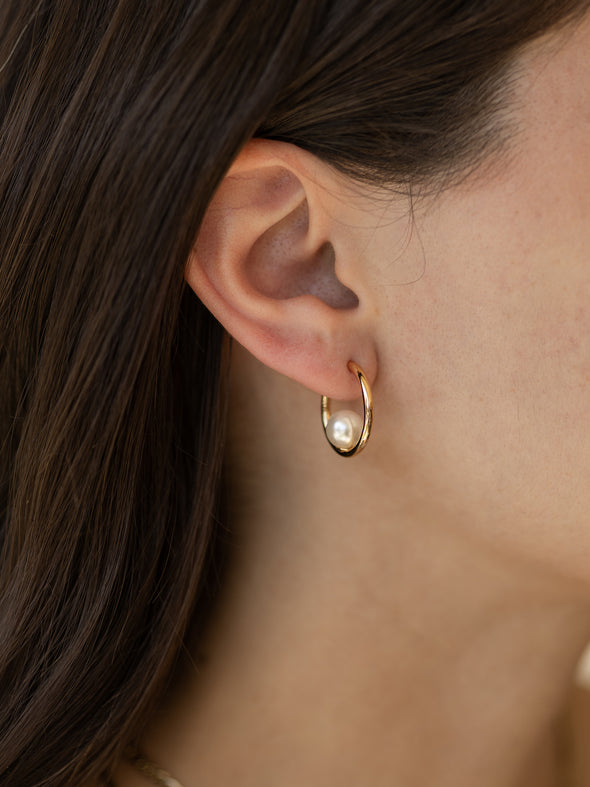 The Land of Salt Ada Oversized Pearl Hoop Earrings
