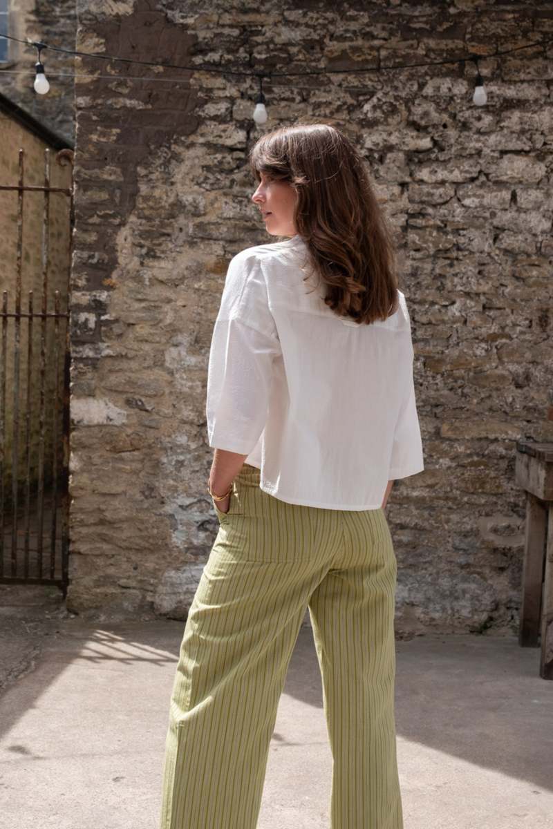 BIBICO Ava Oversized Blouse in White Stripe