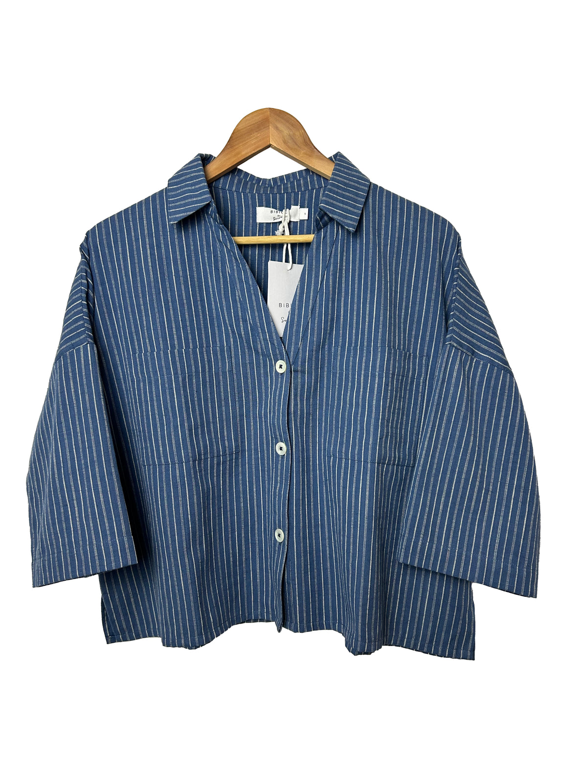 BIBICO Ava Oversized Blouse in Cotton &amp; Linen Stripe