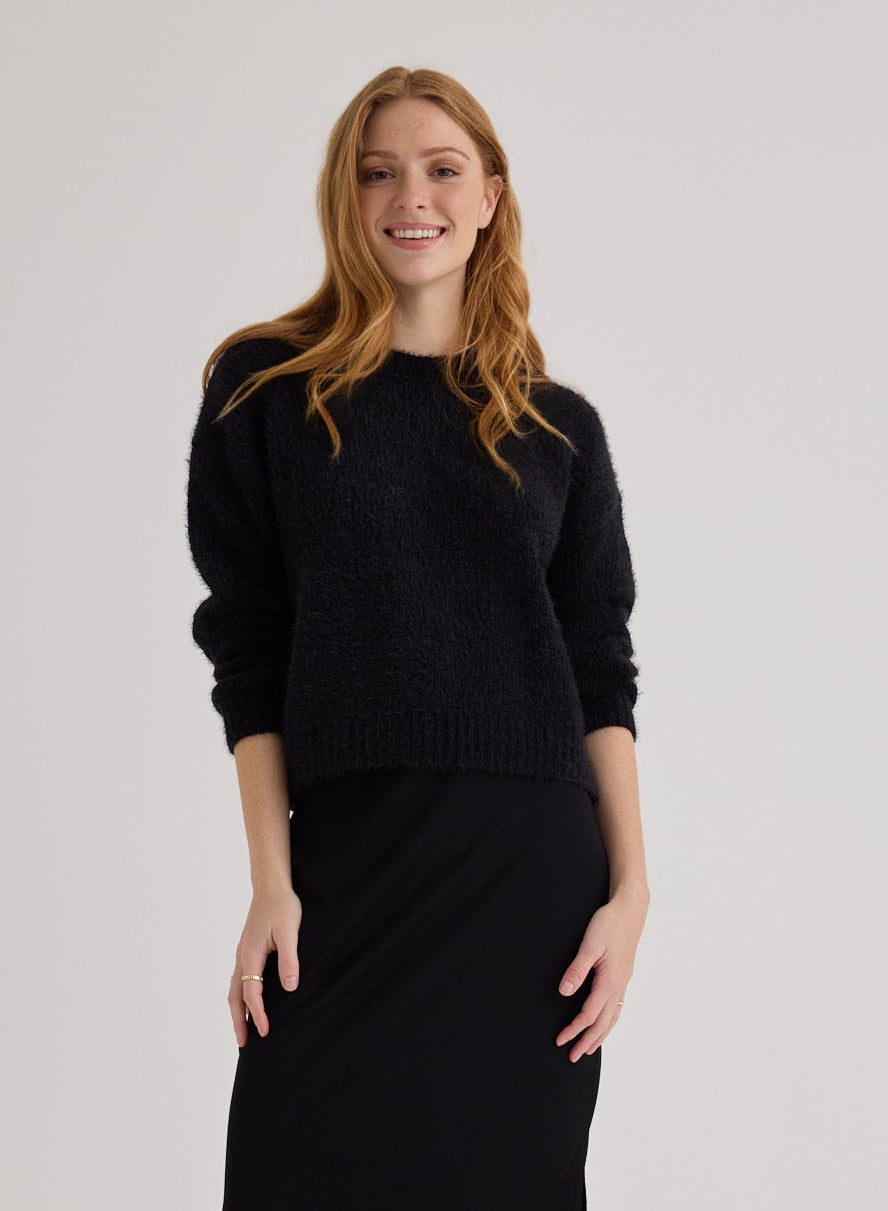 Bella Dahl Drop Shoulder Sweater in Black