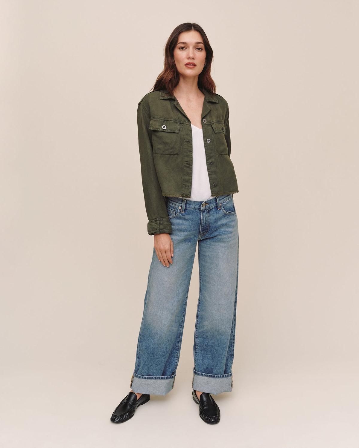 Bella Dahl Cropped Utility Jacket with Fray Hem