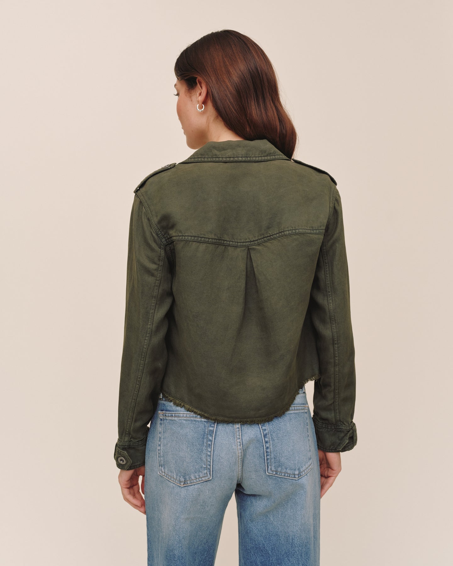 Bella Dahl Cropped Utility Jacket with Fray Hem