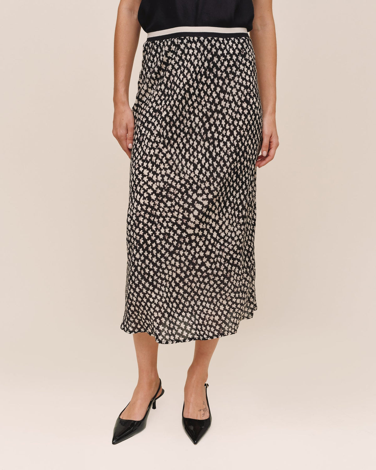 Bella Dahl Bias Skirt w/ Stripe Elastic Waistband