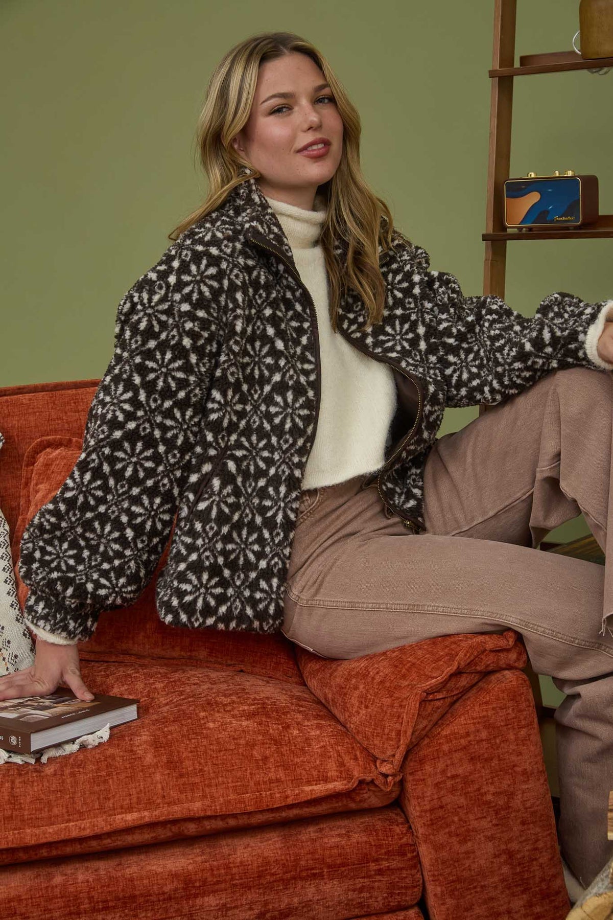 NYLAND Lavilla Snowflake Zip-Up Sherpa Jacket