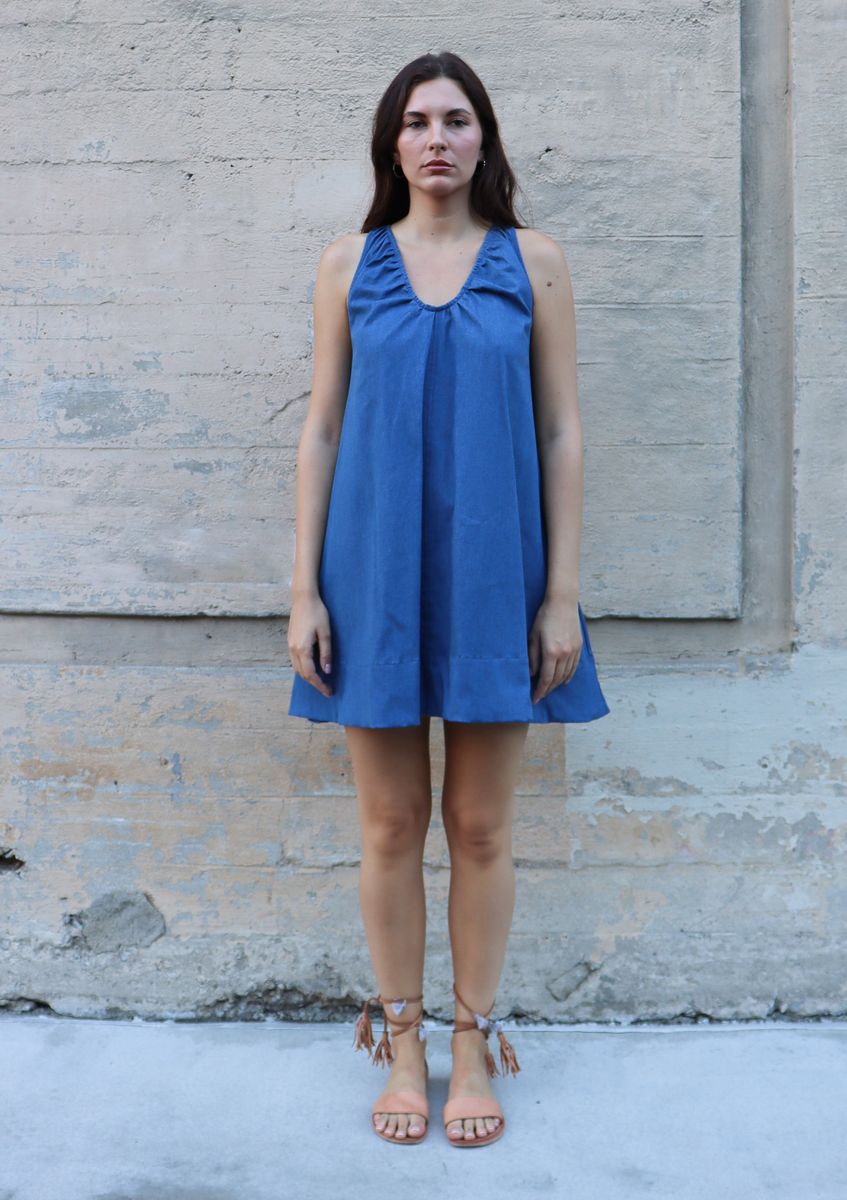 BEL KAZAN Vida Dress in Denim Blue