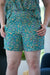 BIBICO Daria Pull On Shorts in Sea Green Block Print