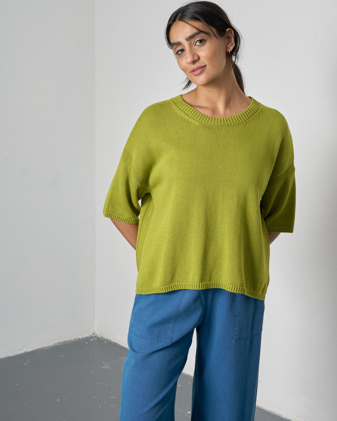 BIBICO Lisa Boxy Knitted Top in Citronelle