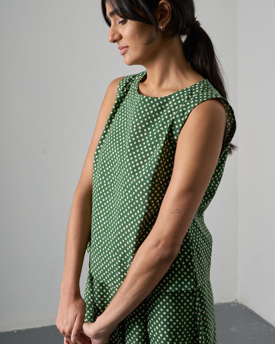 BIBICO Pippa Sleeveless Top in Dot Green